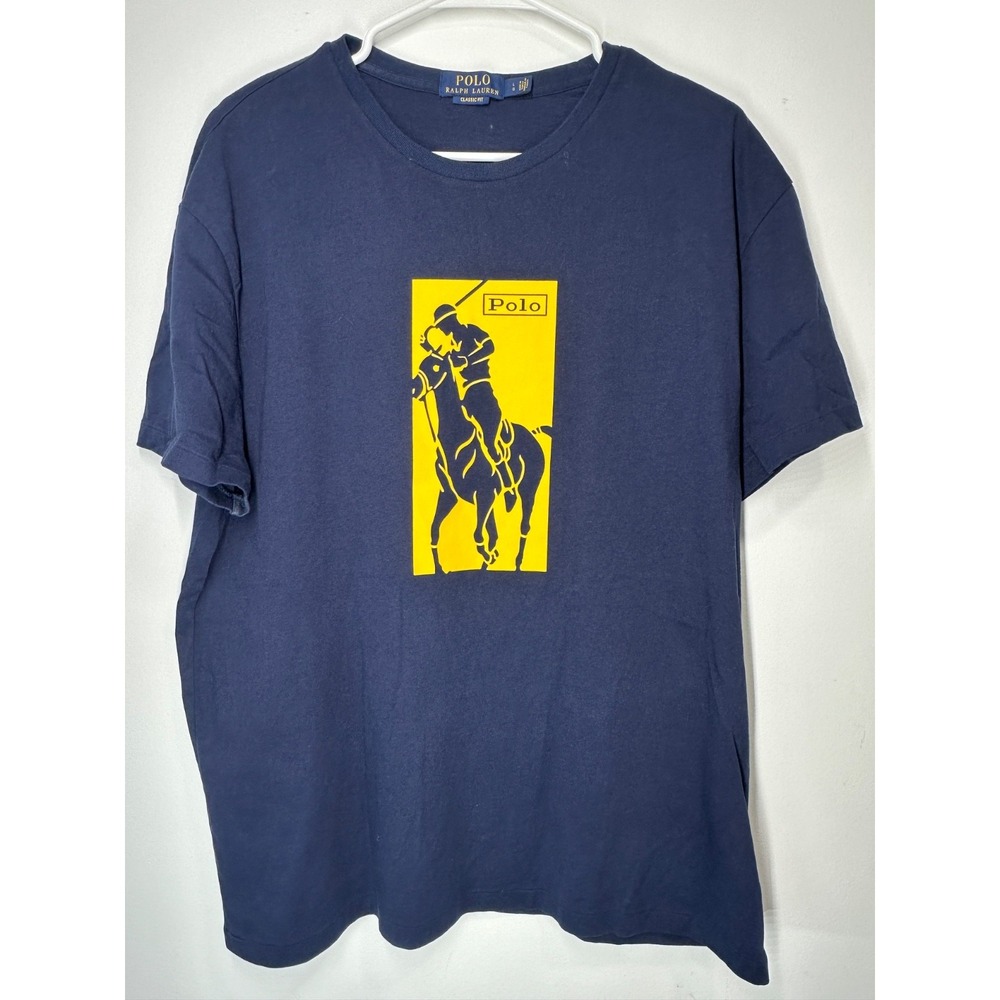 Polo Ralph Lauren Men's‎ Big Pony T-Shirt Classic Fit Navy Blue - Large